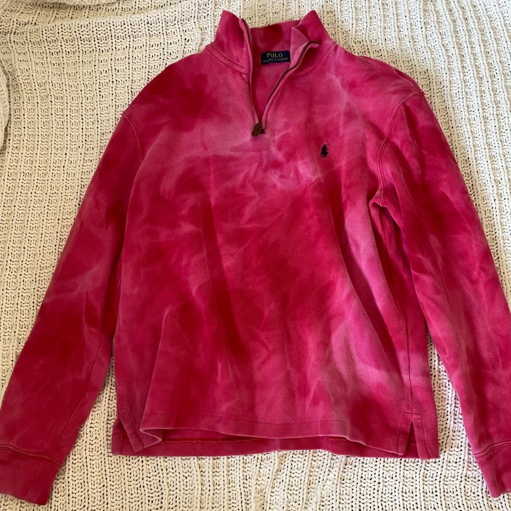 RARE VINTAGE ralph lauren polo tie dye quarter zip